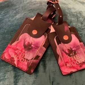 Ted Baker Pink and Black Floral Luggage Tags new!  Never used